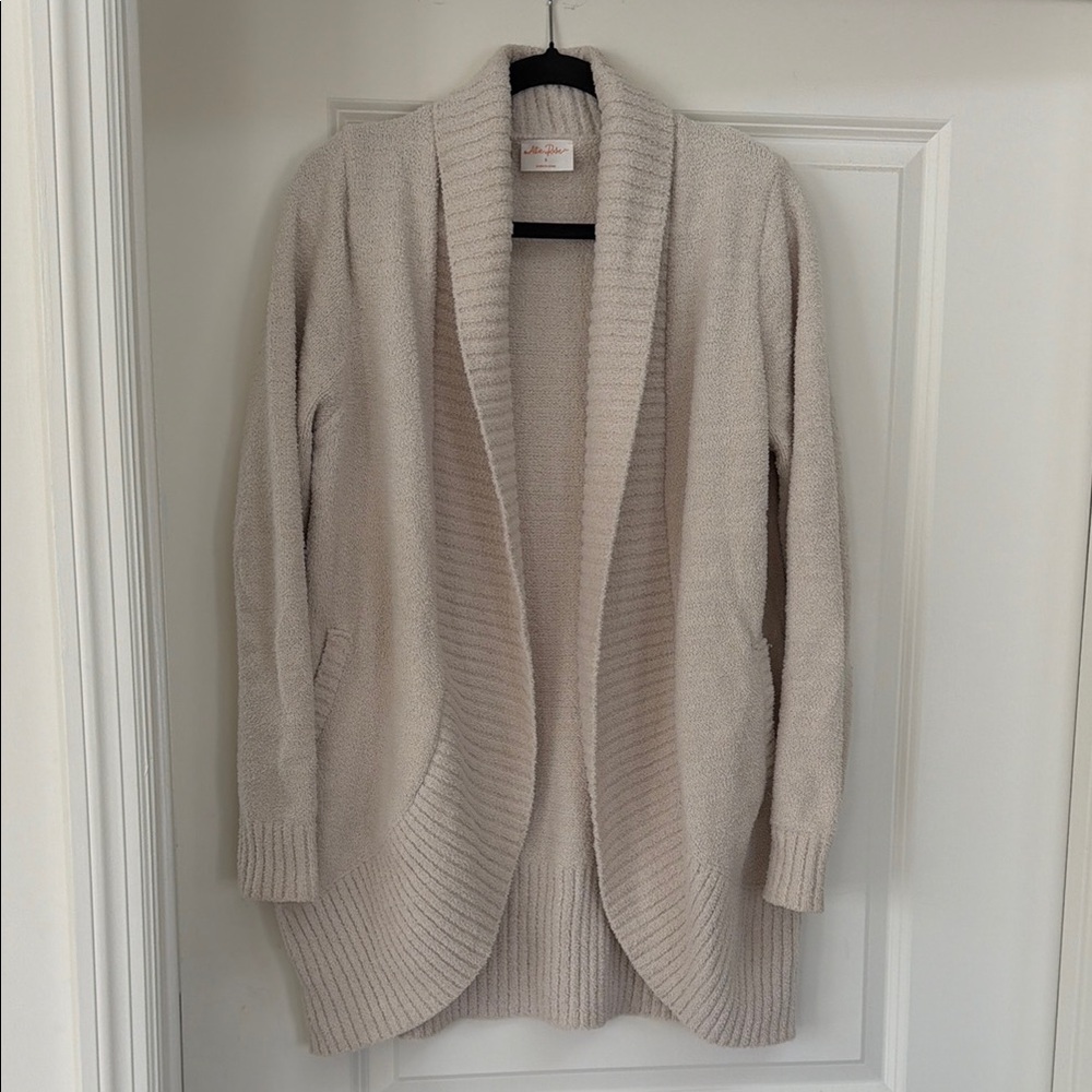 Cozy Open-Front Cream Shawl Collar Cardigan Sweater - Allie Rose size Small